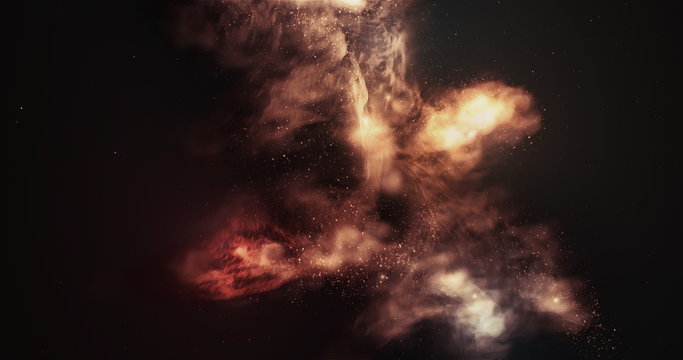 Flying Around Nebula In Space Full 4K Seamless Loop