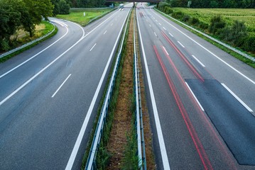 Sunset long-exposure over a german highway