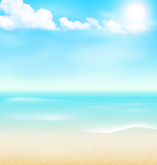Fototapeta na wymiar Beach seaside sea shore clouds. Summer holiday vacation backgrou