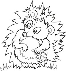 Coloring with cute hedgehog and raspberry