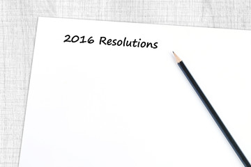 2016 resolution word on blank paper background