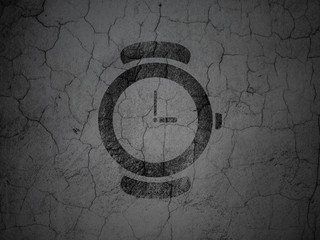 Time concept: Hand Watch on grunge wall background
