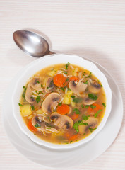 mushroom soup with rice and vegetables