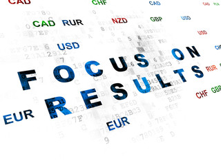 Business concept: Focus on RESULTS on Digital background