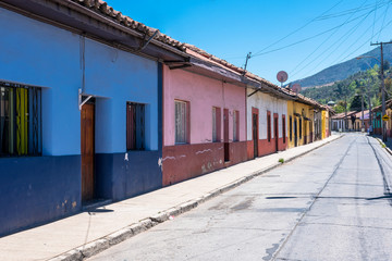 Fototapeta na wymiar Colorful street at Putaendo, Chile.