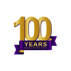 Anniversary Logo Dark Purple Gold 100