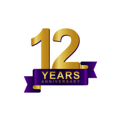 Anniversary Logo Dark Purple Gold 12