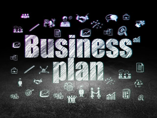Finance concept: Business Plan in grunge dark room