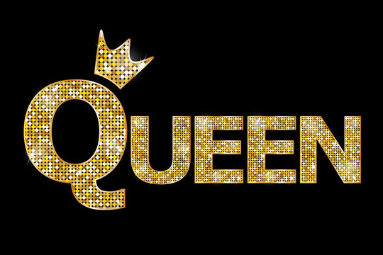 Vector illustration - Queen gold text
