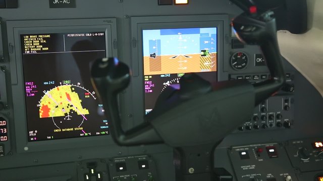 Focus from the the yokes to primary flight displays within the aircraft cockpit