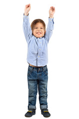 Boy with hands up