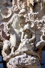 Obraz premium the Nativity Architectural details of Sagrada Familia Barcelona Spain