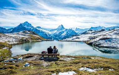 Bachalpsee lake landscape above Grindelwald, Switzerland.