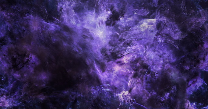3D Space Flight Around Massive Purple Nebula Loop