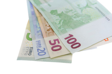 Stack of Euro banknotes isolated