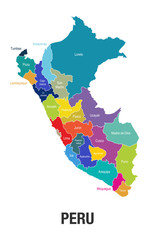 Peru Map Regions Vector