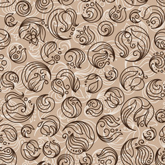Henna Mehndi Tattoo Doodles Retro Seamless Pattern
