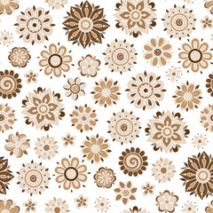 Henna Mehndi Tattoo Doodles Retro Seamless Pattern