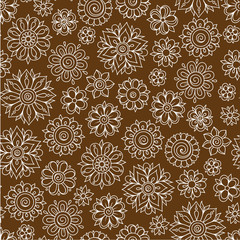 Henna Mehndi Tattoo Doodles Retro Seamless Pattern