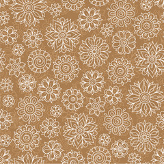 Henna Mehndi Tattoo Doodles Retro Seamless Pattern