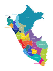 Peru Map Regions Vector