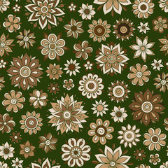Vector seamless floral pattern with flowers and leaves