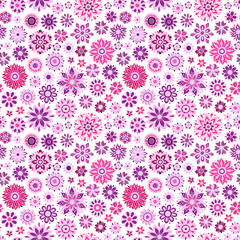Vector seamless floral pattern with flowers and leaves