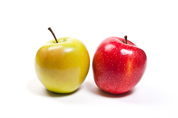 Ripe apples on a white background.