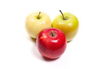 Group of ripe apples on a white background