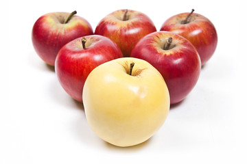 Group of ripe apples on a white background