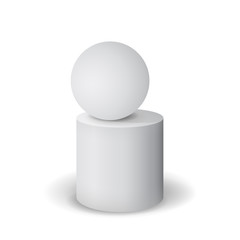 Matt white sphere and White cylinder with shadow.