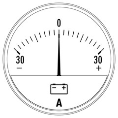 Ammeter icon. Auto accumulator charging.