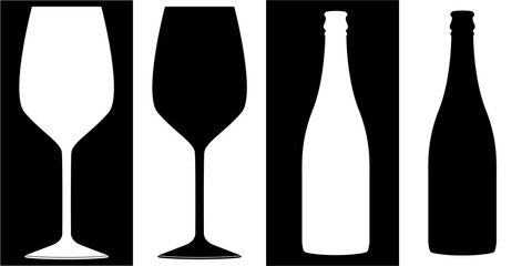 Wine glass. Bottle of wine.