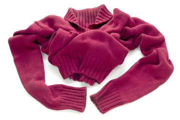 Red sweater with a large warm throat