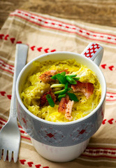 omelet in a  mug prepared in microwave