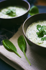  large view of the soup with spinach and garlic