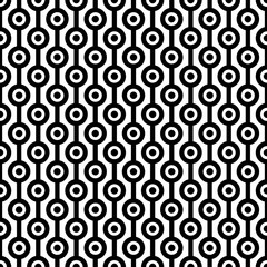 Retro Seamless Pattern Dots/Circles/Stripes Black/White