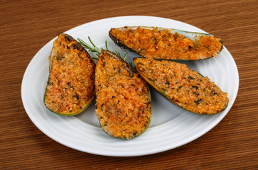 Baked mussels
