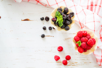 Selection of berries in waffle cones