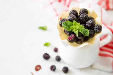 Blueberries in waffle cone