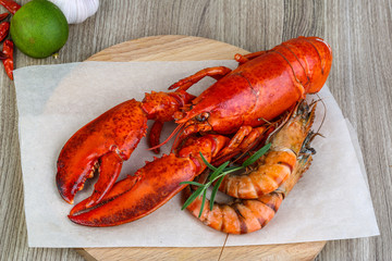 Lobster and shrimps