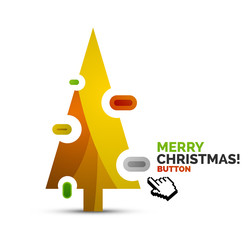 Christmas internet button on white background with reflection. Holiday icon concept