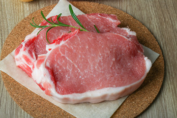 Raw pork steak