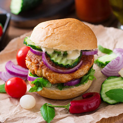 Juicy spicy chicken burgers to Asian-style - sandwich