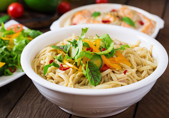 Delicate noodles cooked in a miso broth