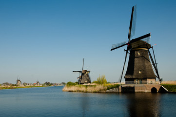 Fototapeta na wymiar Windmills - Kinderdijk - Netherlands