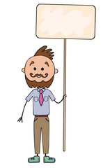 young boy holding a large plate, vector illustration