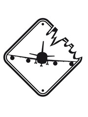 Danger Sign Warning Danger landing airplane yellow
