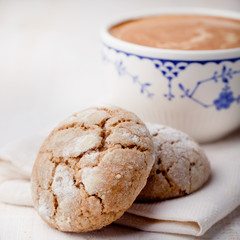 Cup of coffee with cookies. Breakfast . Morning.