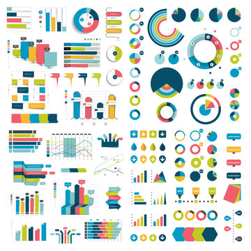 Mega Collection of charts, graphs, flowcharts, diagrams and infographics elements. Infographics in blue color.